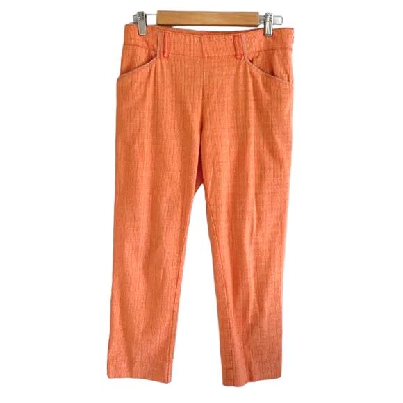 Cartonnier Anthropologie Charlie Textured Micro Striped Cotton Trouser Orange 4 - Picture 1 of 9